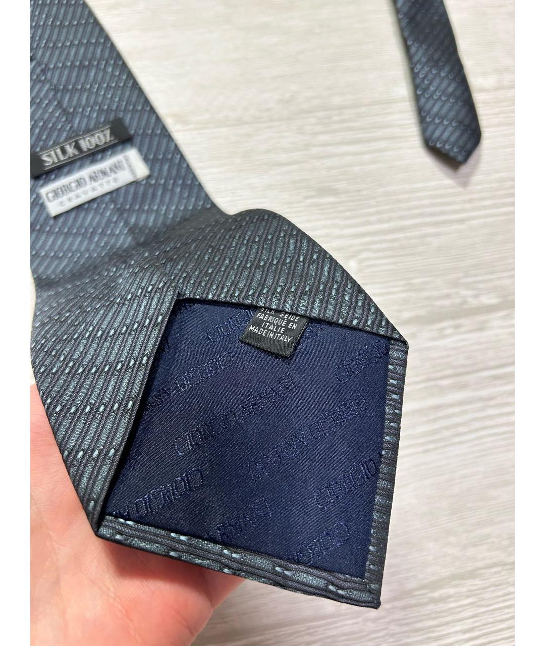 EMPORIO ARMANI Серый шелковый галстук, фото 4