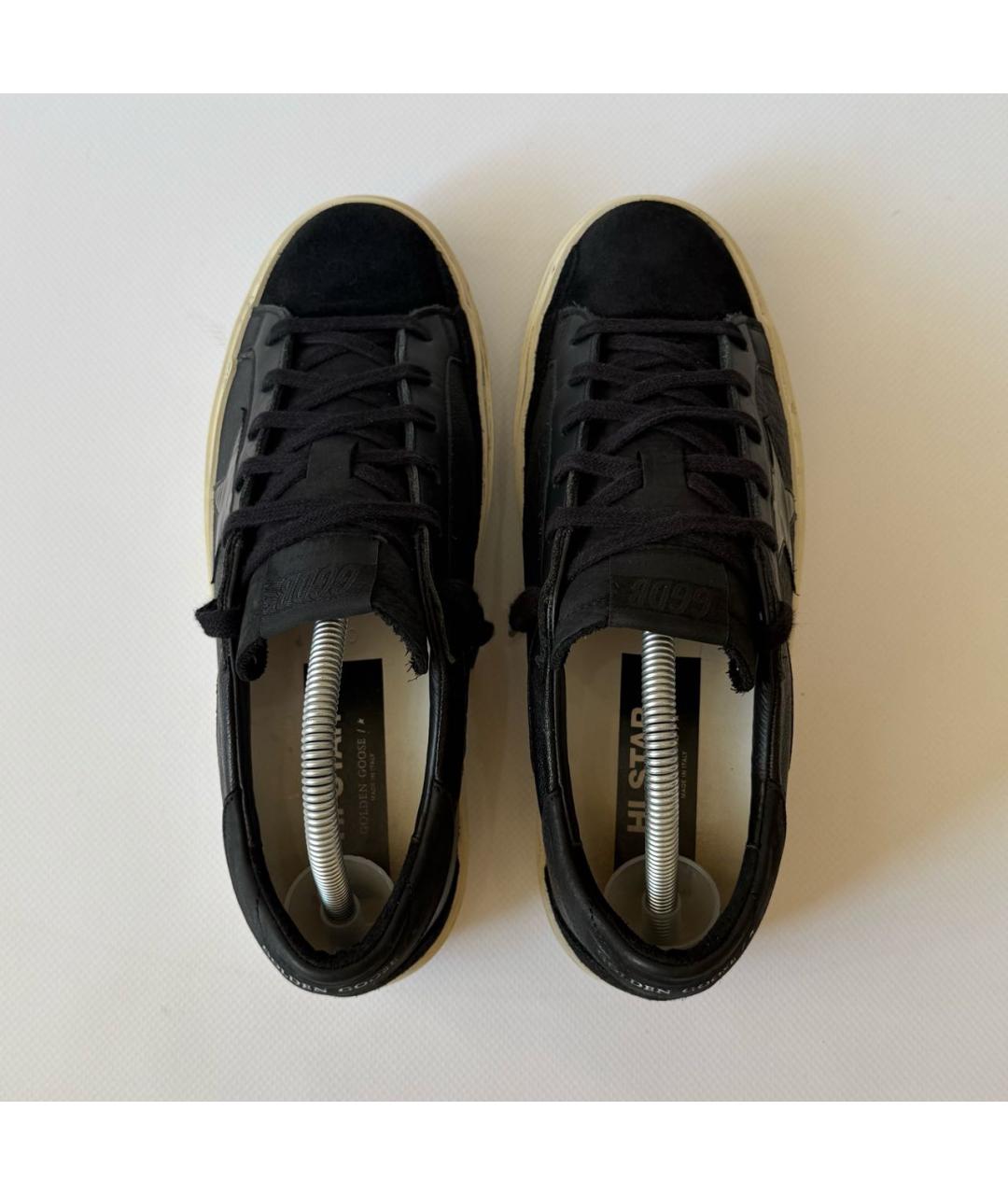 GOLDEN GOOSE Черные кожаные низкие кроссовки / кеды, фото 3