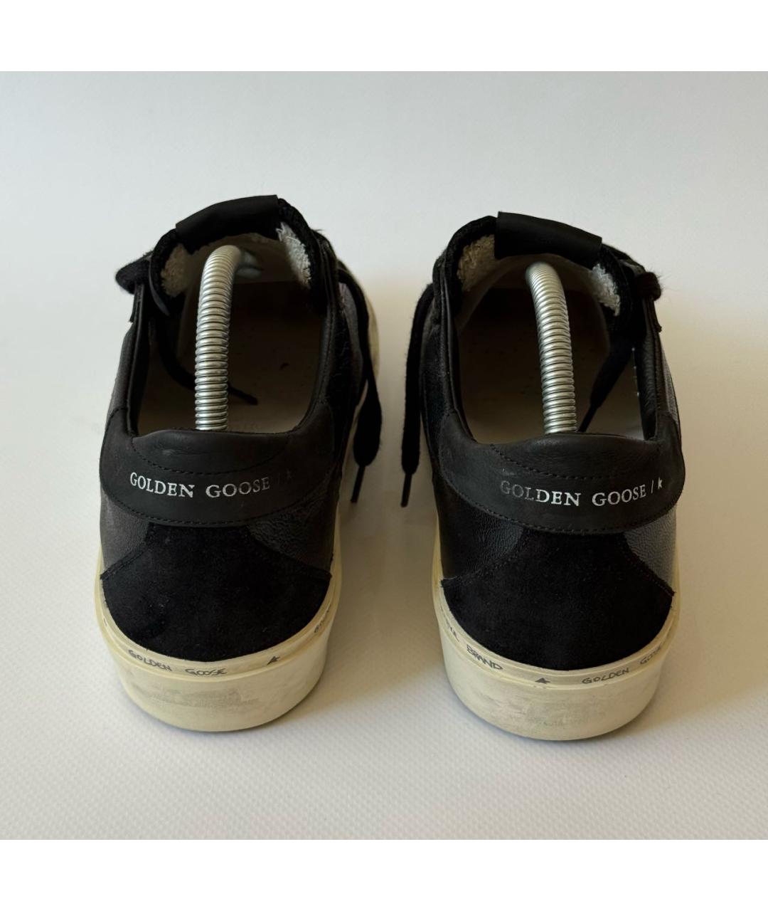 GOLDEN GOOSE Черные кожаные низкие кроссовки / кеды, фото 4