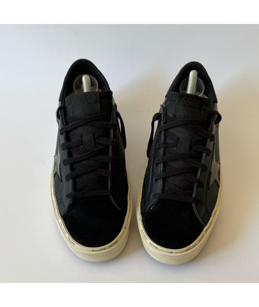 GOLDEN GOOSE Черные кожаные низкие кроссовки / кеды, фото 2