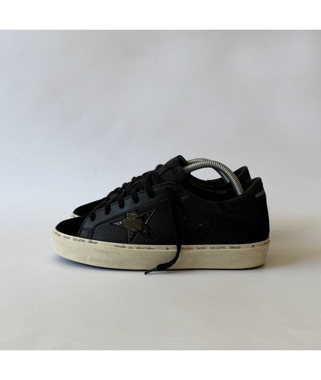 GOLDEN GOOSE Черные кожаные низкие кроссовки / кеды, фото 5