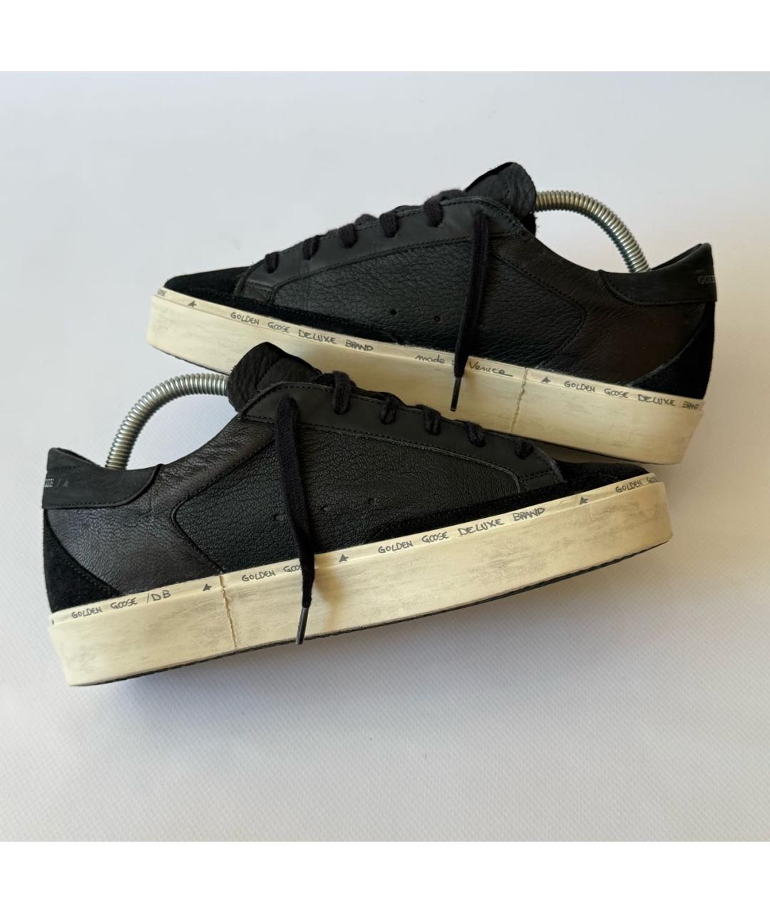 GOLDEN GOOSE Черные кожаные низкие кроссовки / кеды, фото 7