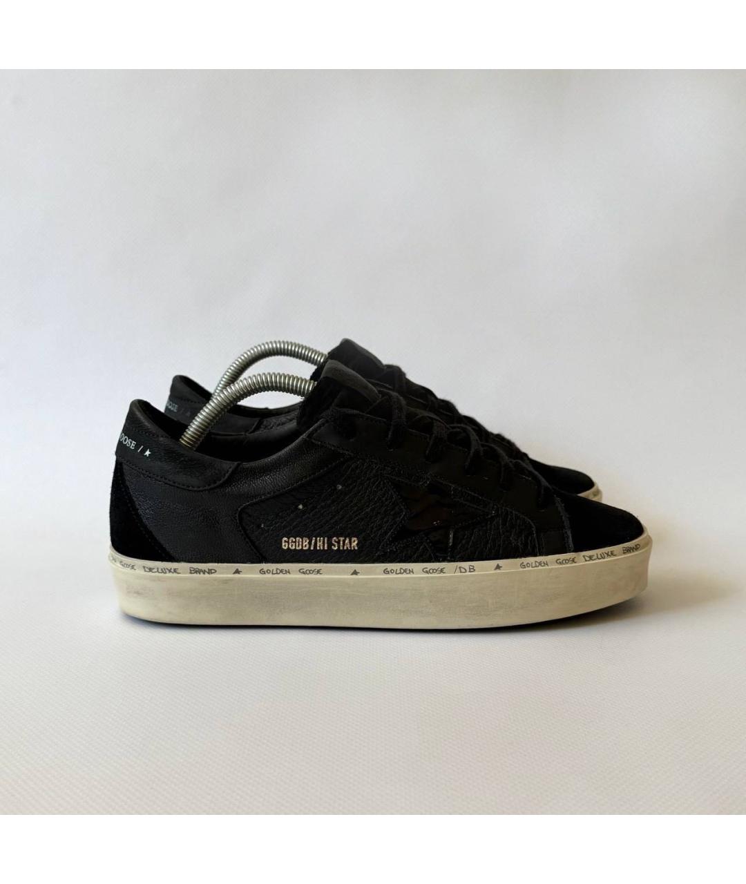 GOLDEN GOOSE Черные кожаные низкие кроссовки / кеды, фото 9