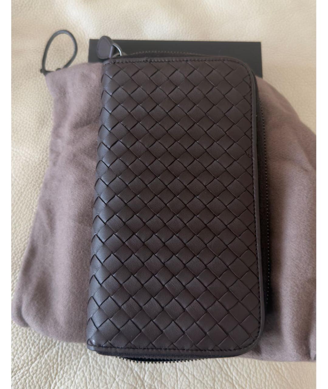 BOTTEGA VENETA Коричневый кожаный кошелек, фото 4
