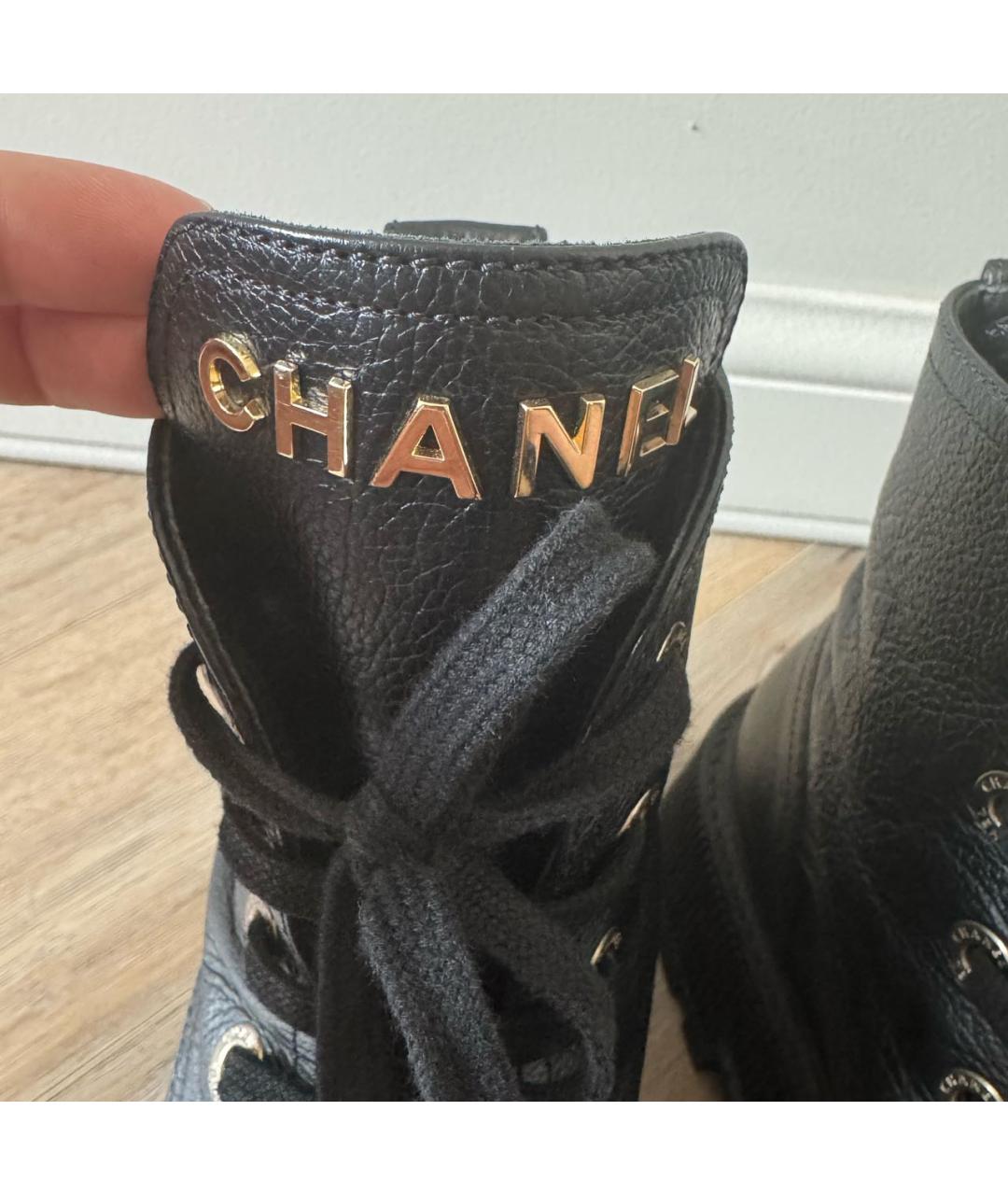 CHANEL Черные кожаные ботинки, фото 3
