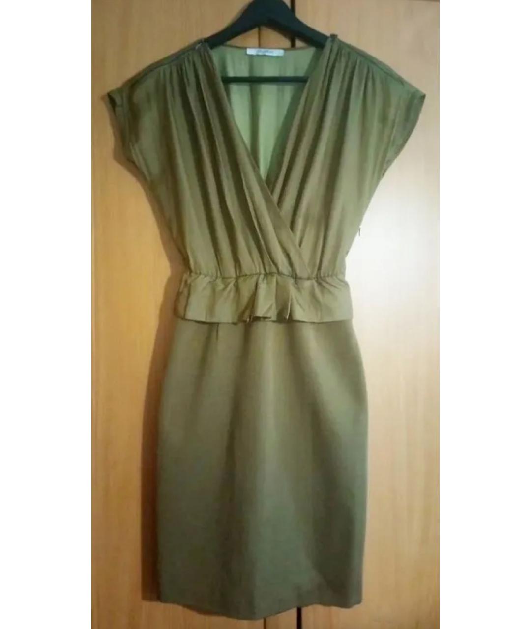 MAX MARA Горчичное шерстяное повседневное платье, фото 10