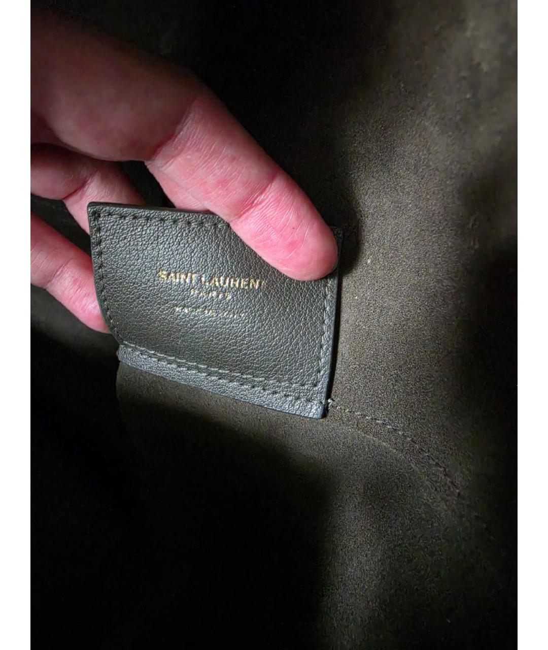 SAINT LAURENT Антрацитовая кожаная сумка через плечо, фото 4