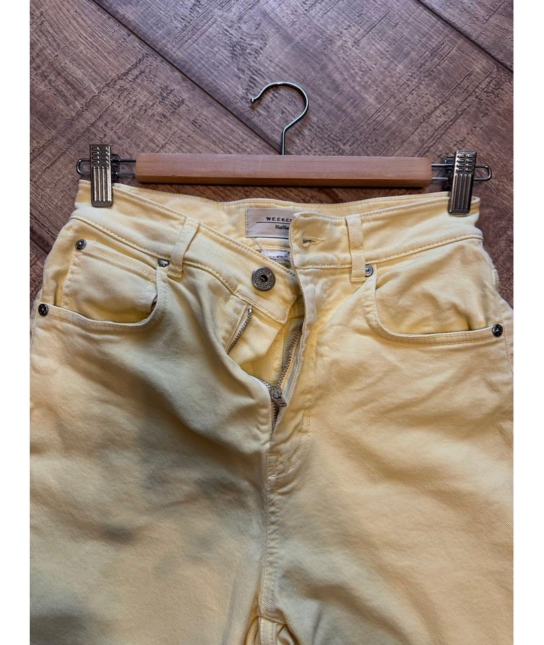 WEEKEND MAX MARA Желтые хлопковые прямые джинсы, фото 3