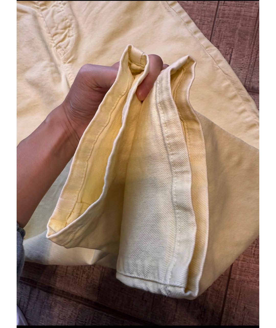 WEEKEND MAX MARA Желтые хлопковые прямые джинсы, фото 5