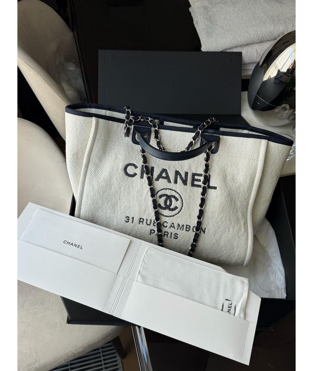 CHANEL Темно-синяя плетеная пляжная сумка, фото 2
