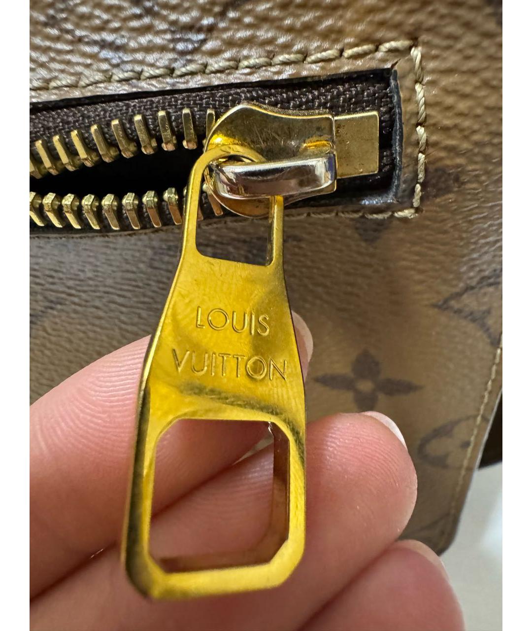LOUIS VUITTON Коричневая кожаная сумка через плечо, фото 6