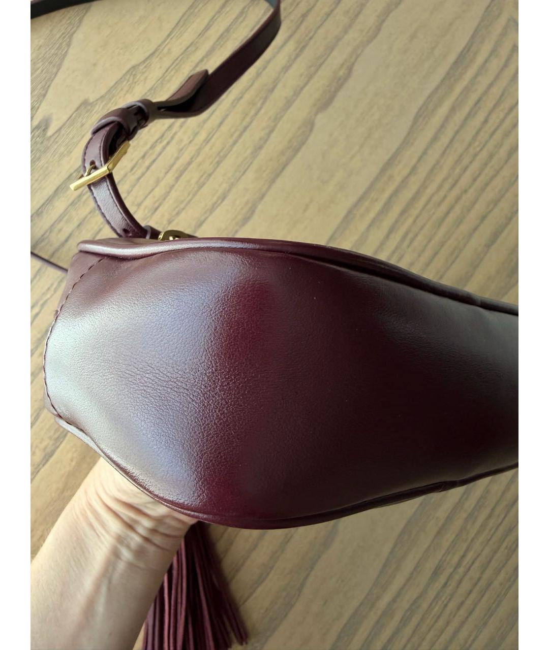 SAINT LAURENT Бордовая кожаная поясная сумка, фото 2