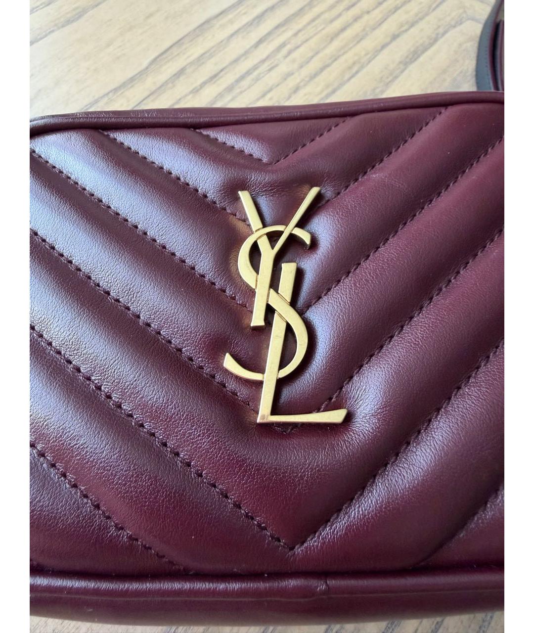 SAINT LAURENT Бордовая кожаная поясная сумка, фото 5