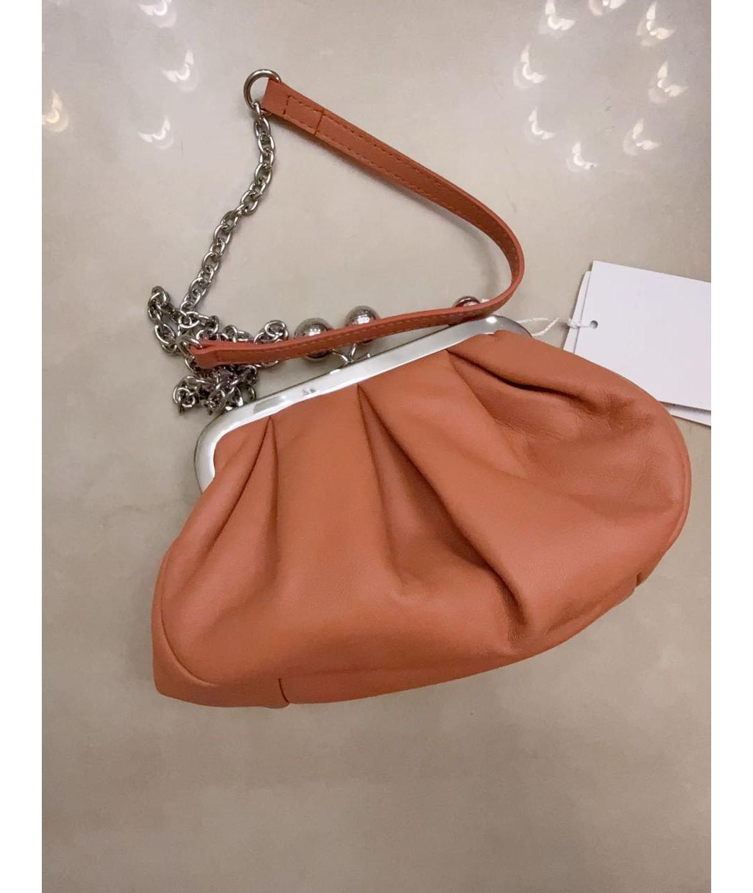 WEEKEND MAX MARA Коралловая кожаная сумка через плечо, фото 6