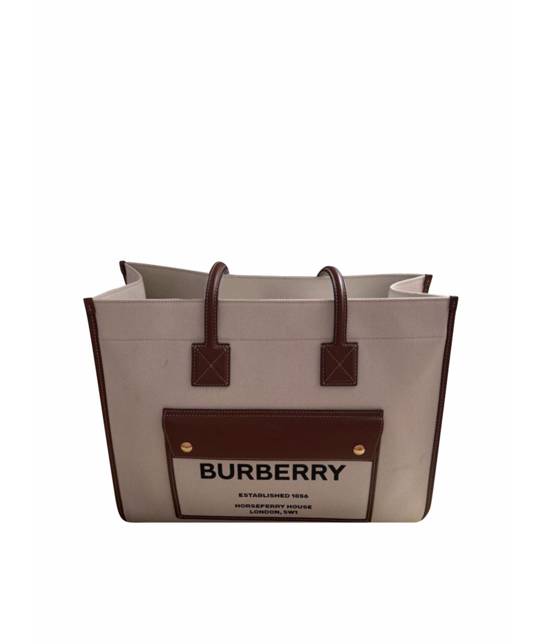 BURBERRY Бежевая хлопковая сумка тоут, фото 1