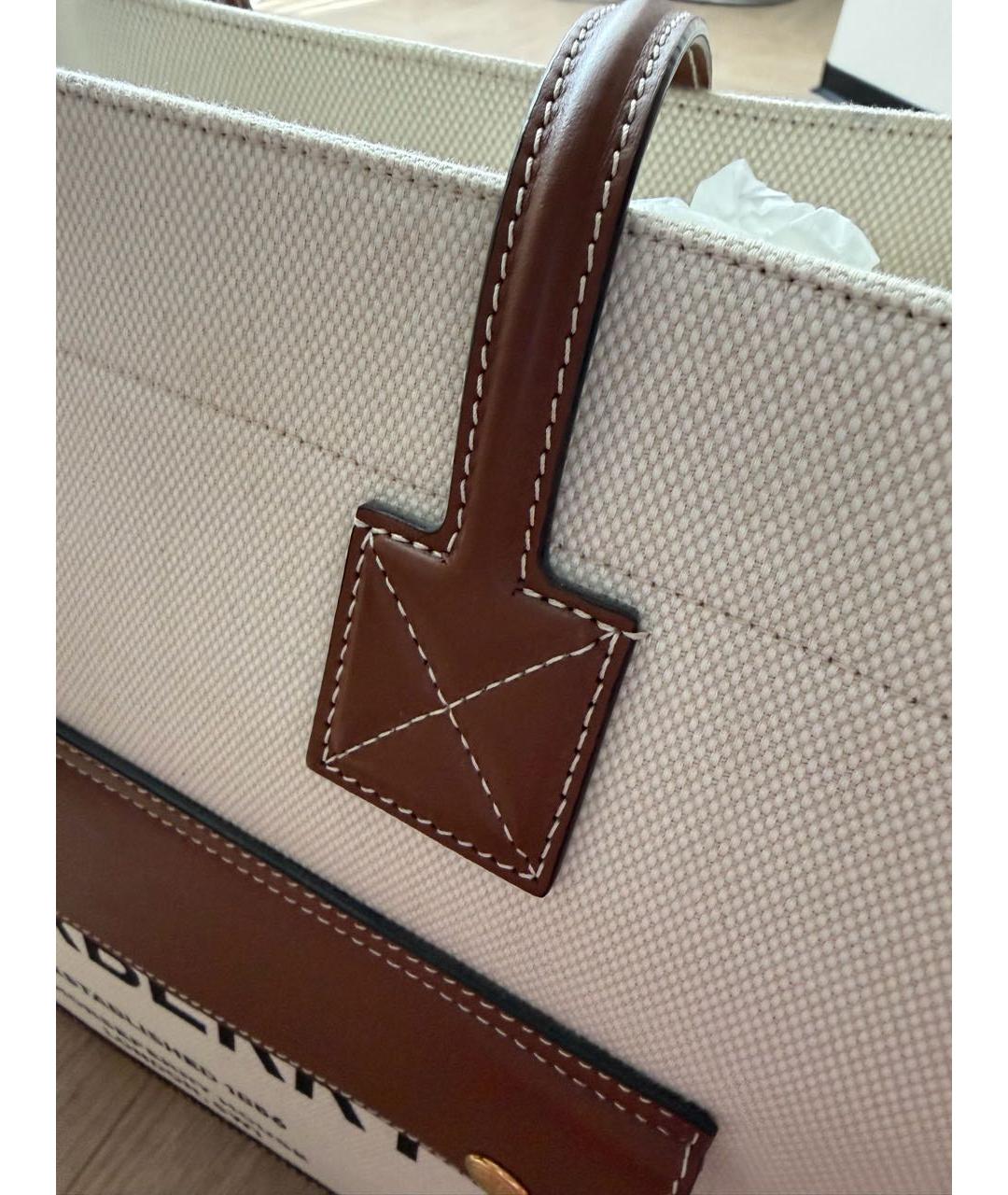 BURBERRY Бежевая хлопковая сумка тоут, фото 7