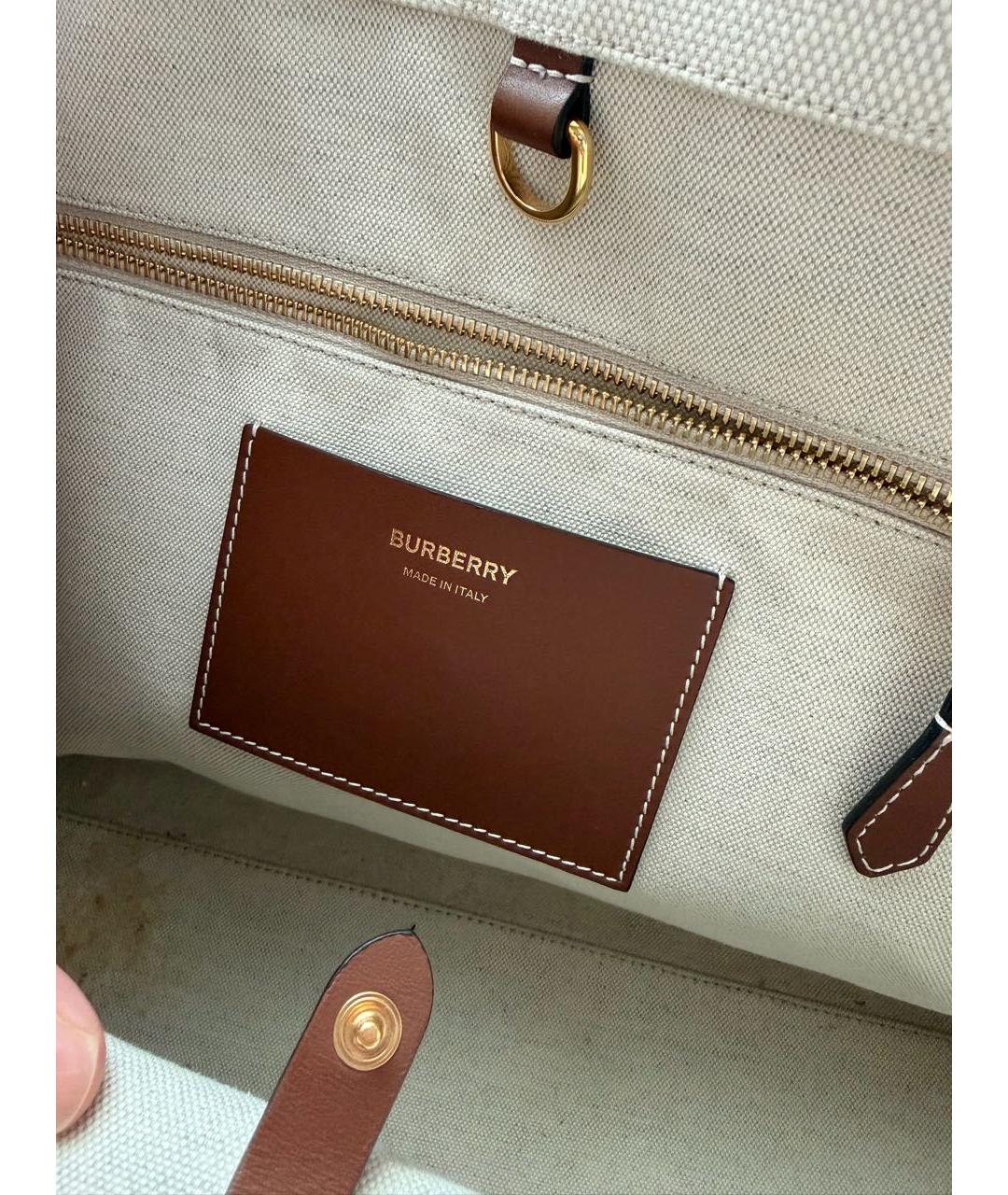 BURBERRY Бежевая хлопковая сумка тоут, фото 4