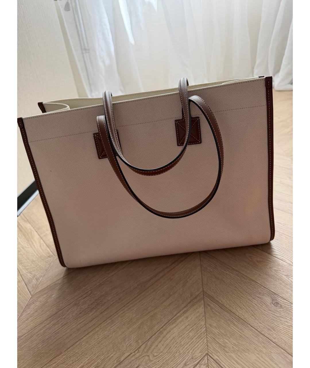 BURBERRY Бежевая хлопковая сумка тоут, фото 3
