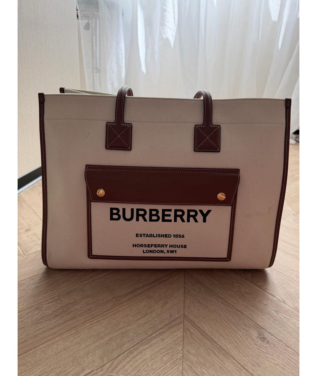 BURBERRY Бежевая хлопковая сумка тоут, фото 2