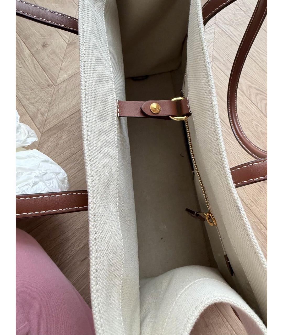 BURBERRY Бежевая хлопковая сумка тоут, фото 5