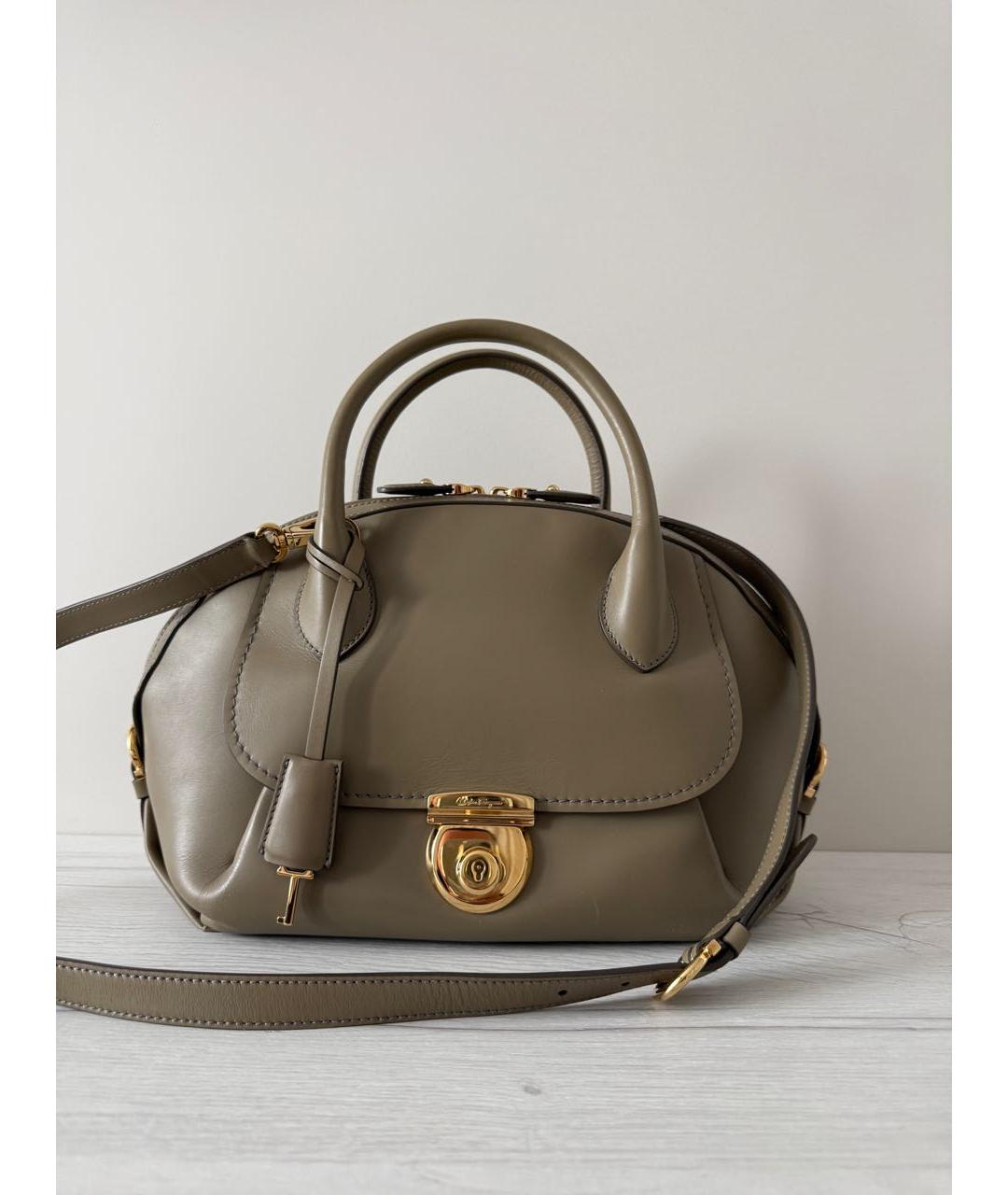 FERRAGAMO Бежевая кожаная сумка через плечо, фото 6
