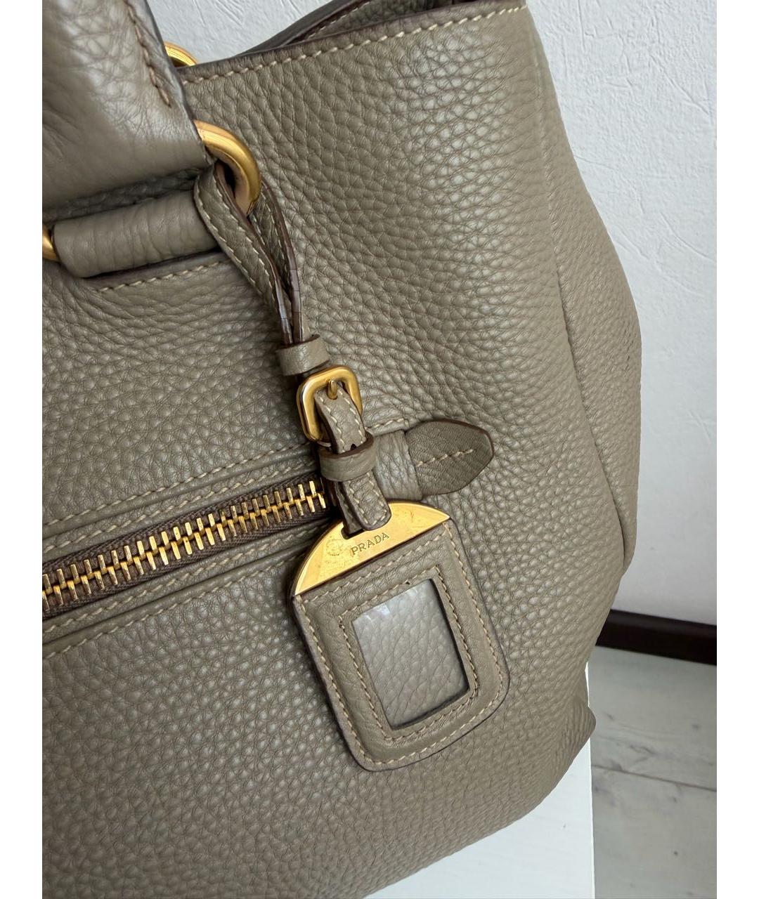 PRADA Бежевая кожаная сумка тоут, фото 5