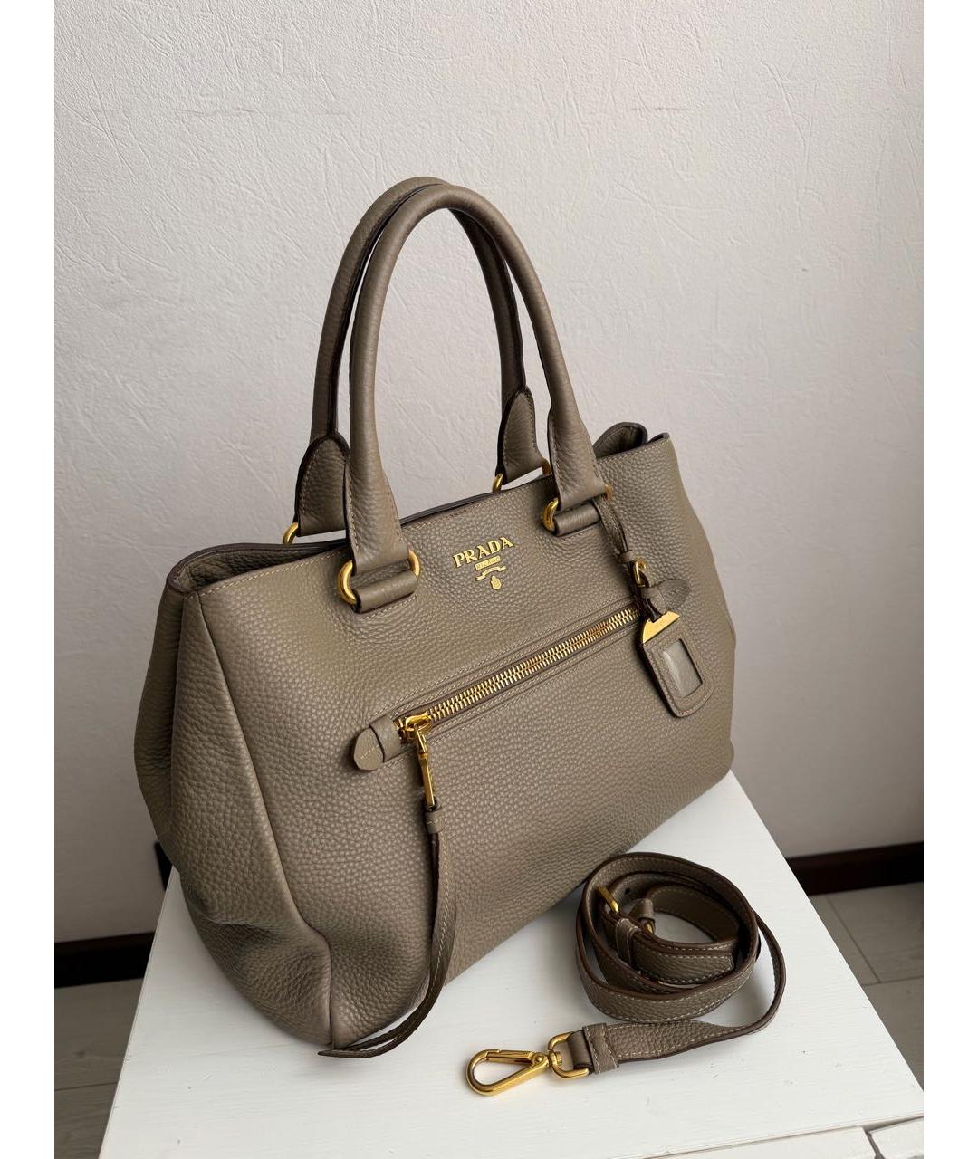 PRADA Бежевая кожаная сумка тоут, фото 2