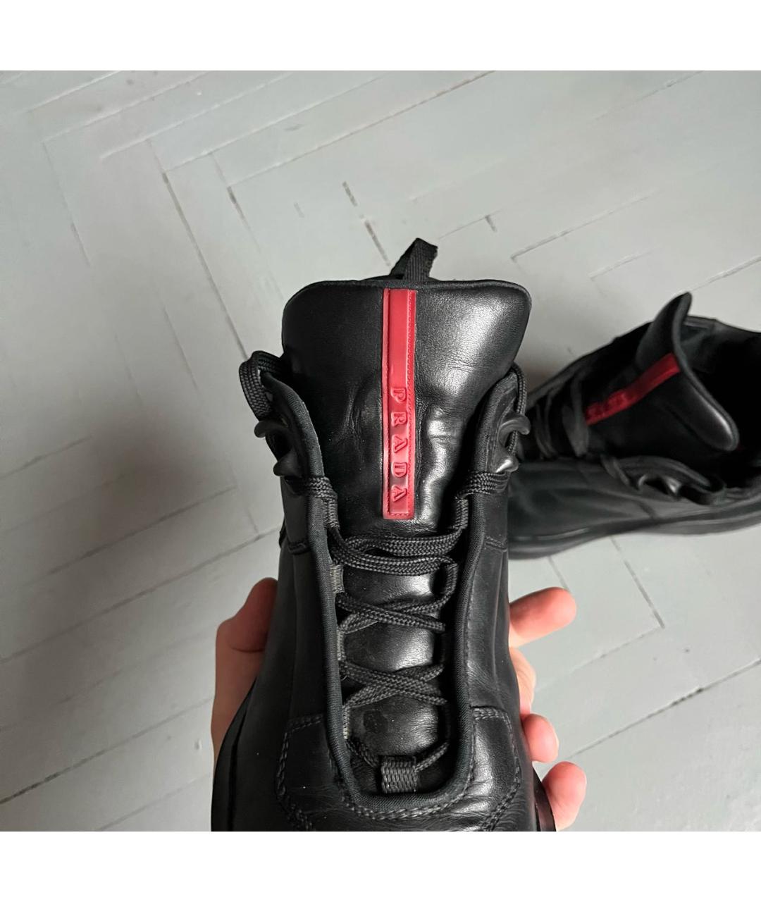PRADA Черные кожаные низкие ботинки, фото 8