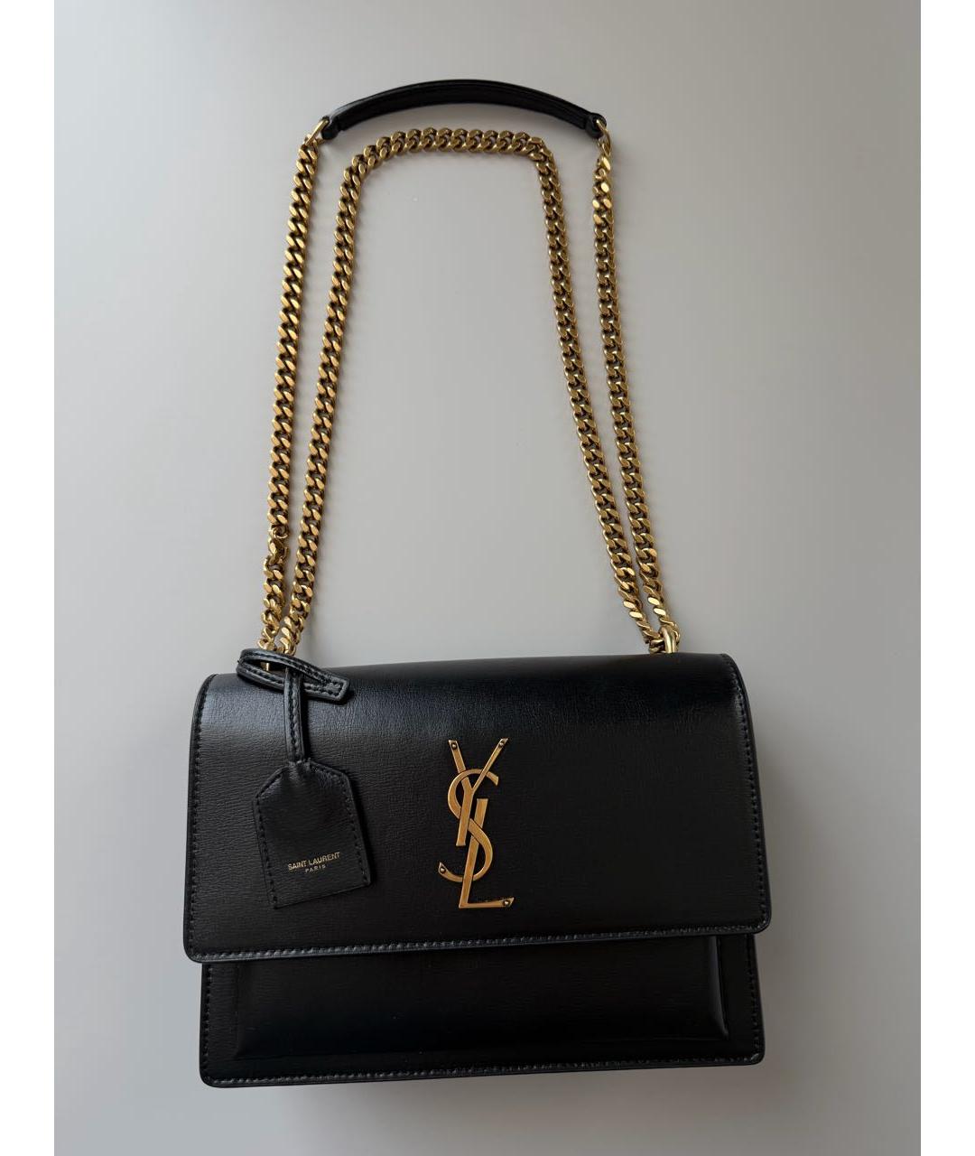 SAINT LAURENT Черная кожаная сумка через плечо, фото 9