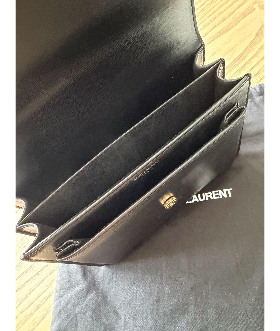 SAINT LAURENT Черная кожаная сумка через плечо, фото 4
