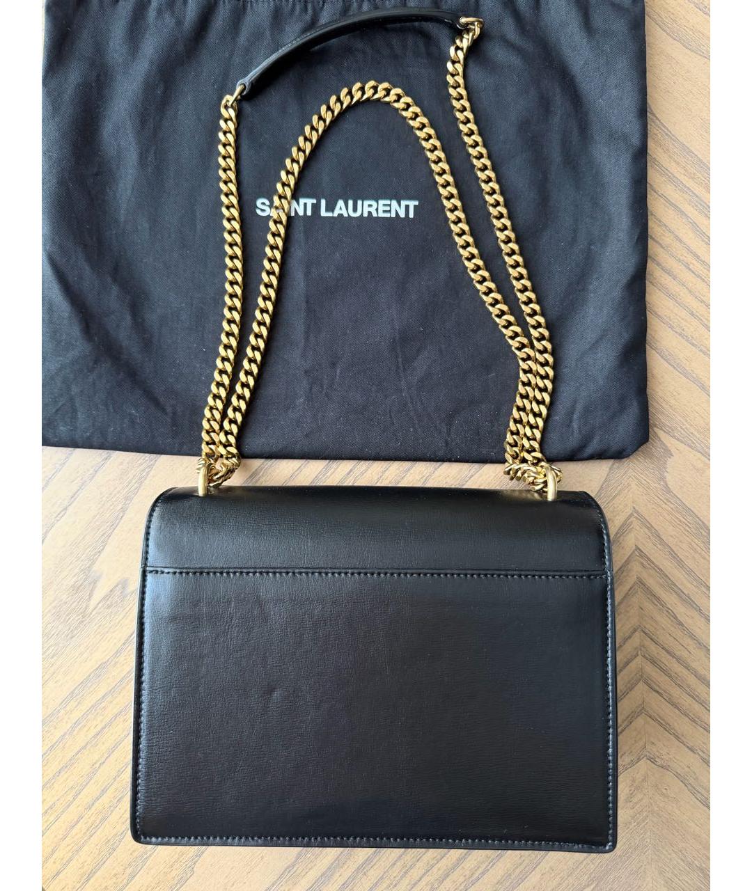 SAINT LAURENT Черная кожаная сумка через плечо, фото 3