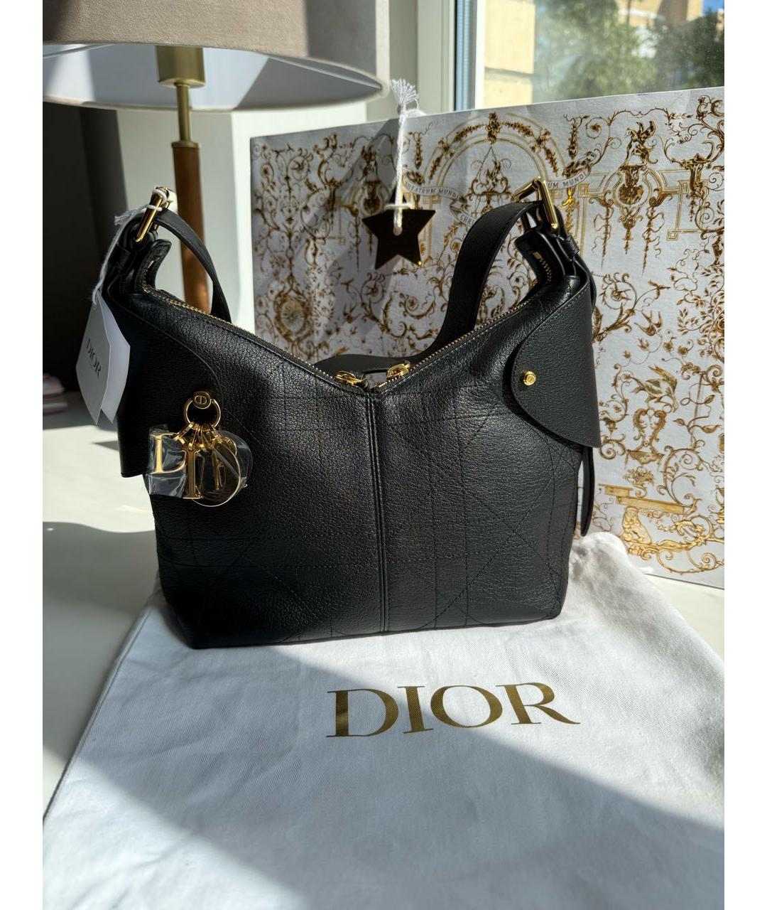 CHRISTIAN DIOR Черная кожаная сумка тоут, фото 3