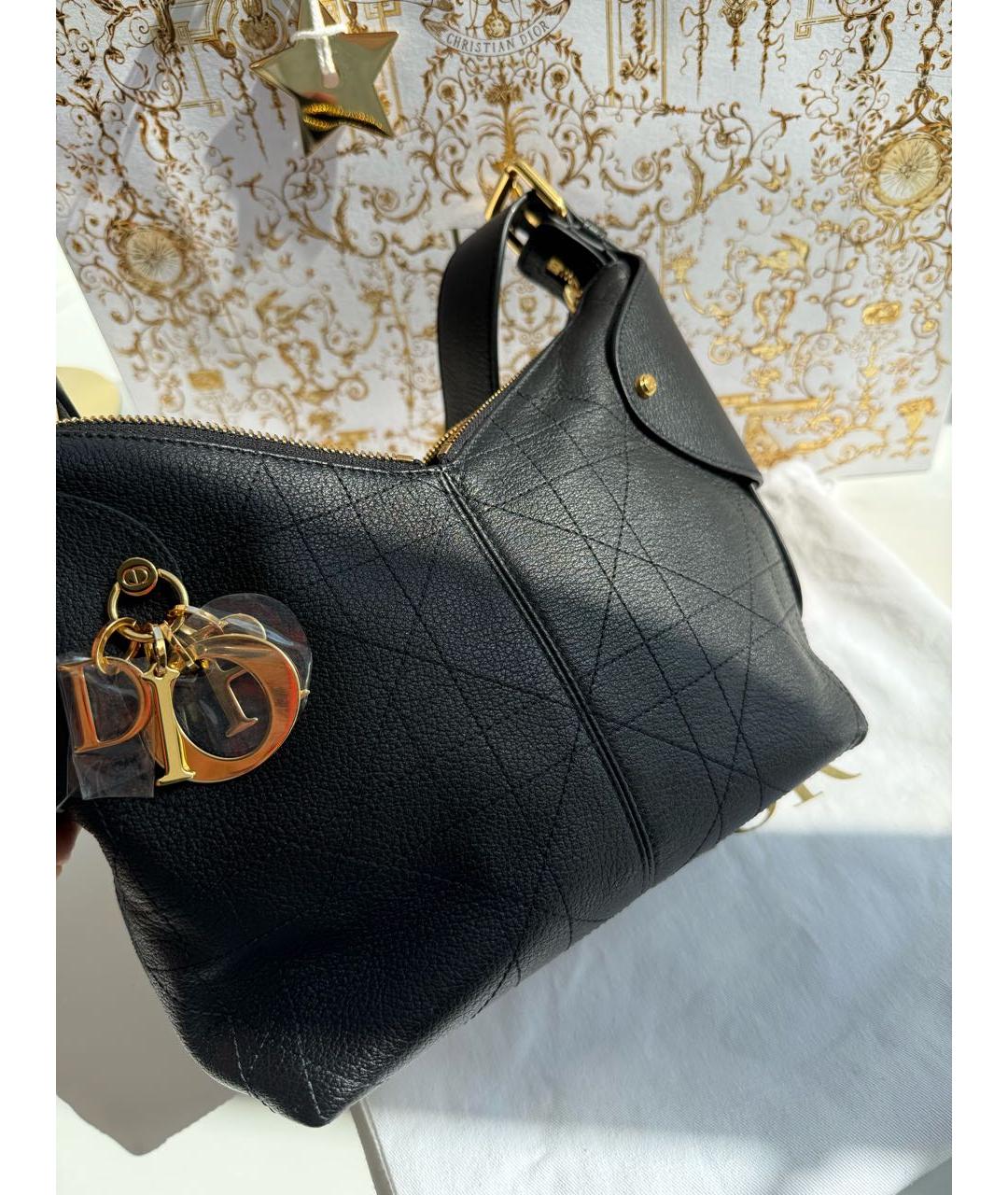 CHRISTIAN DIOR Черная кожаная сумка тоут, фото 7