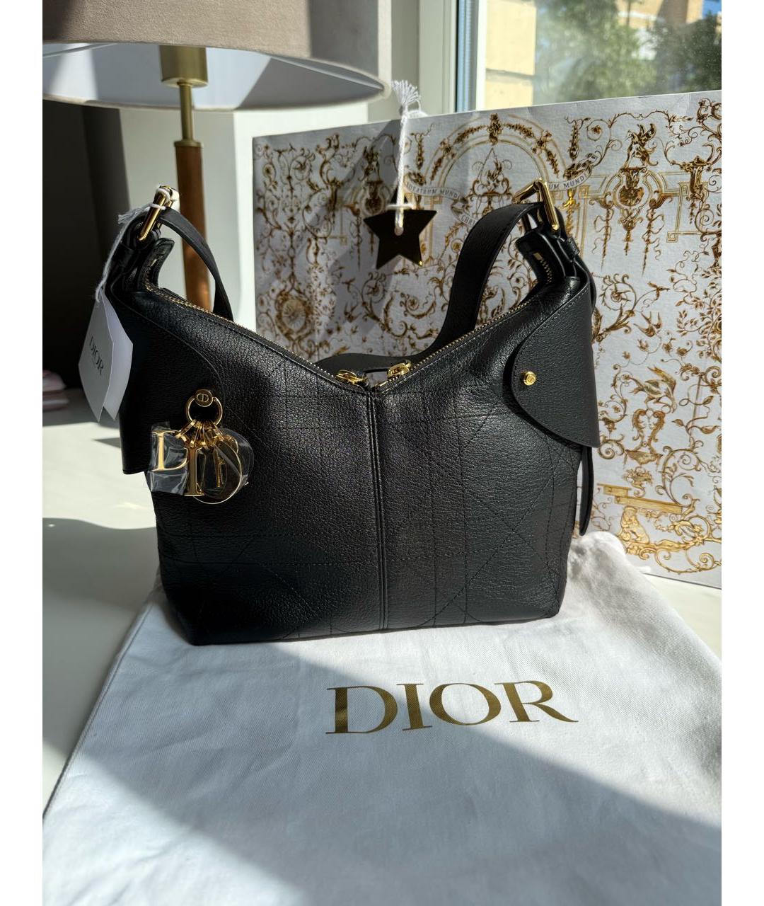 CHRISTIAN DIOR Черная кожаная сумка тоут, фото 4