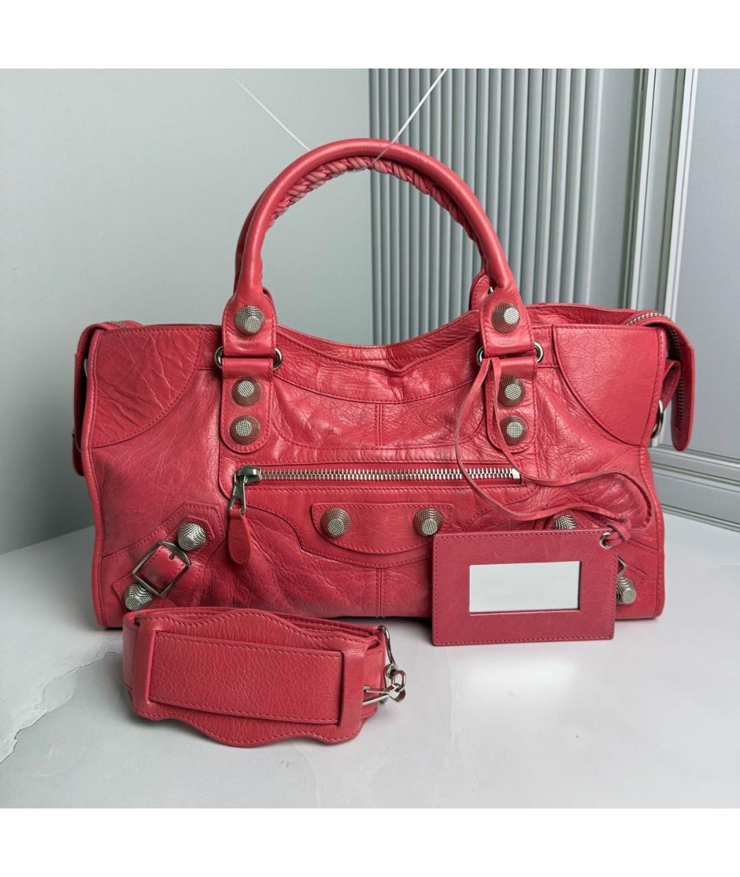 BALENCIAGA Розовая кожаная сумка с короткими ручками, фото 9