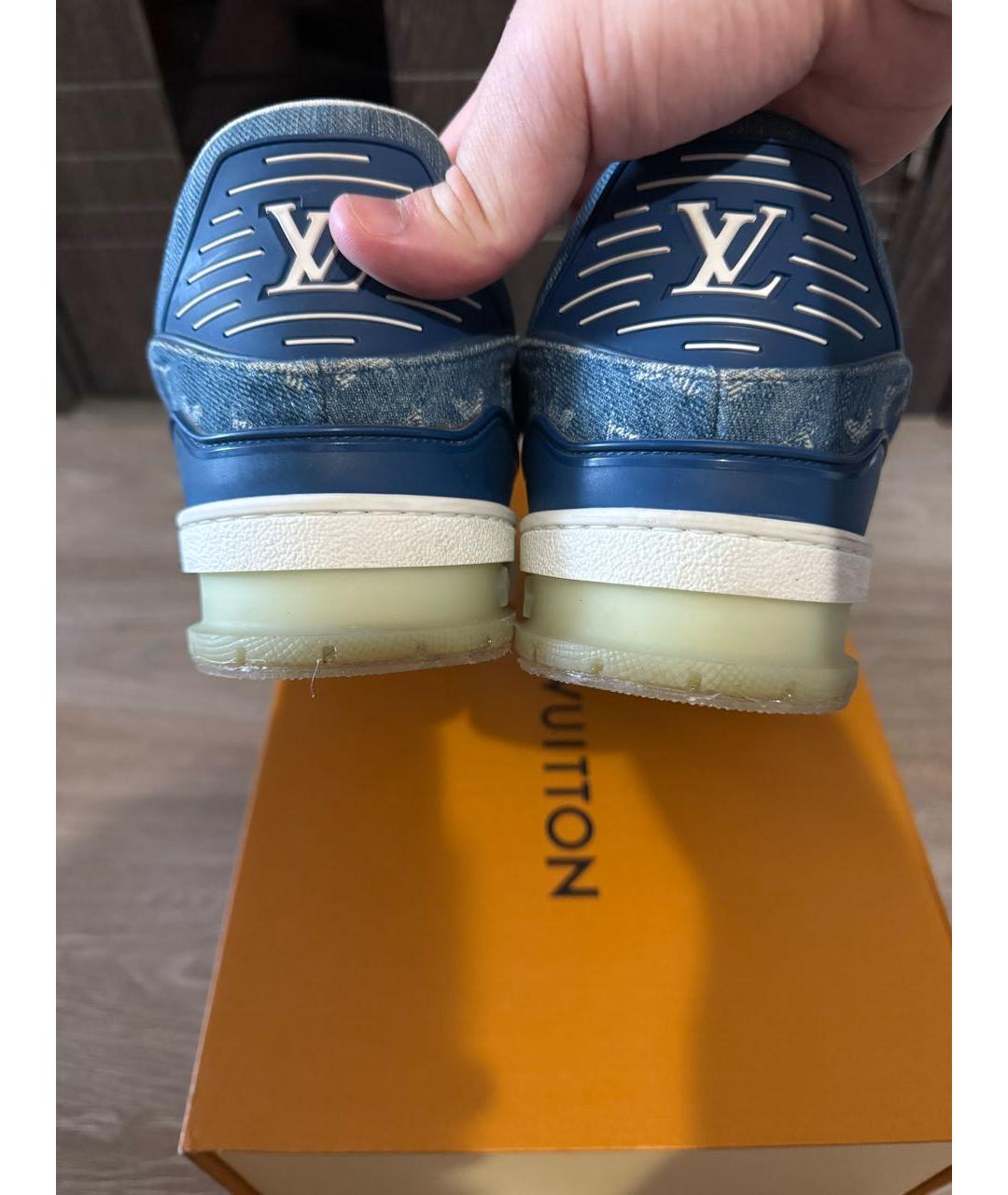 LOUIS VUITTON Синие текстильные низкие кроссовки / кеды, фото 6