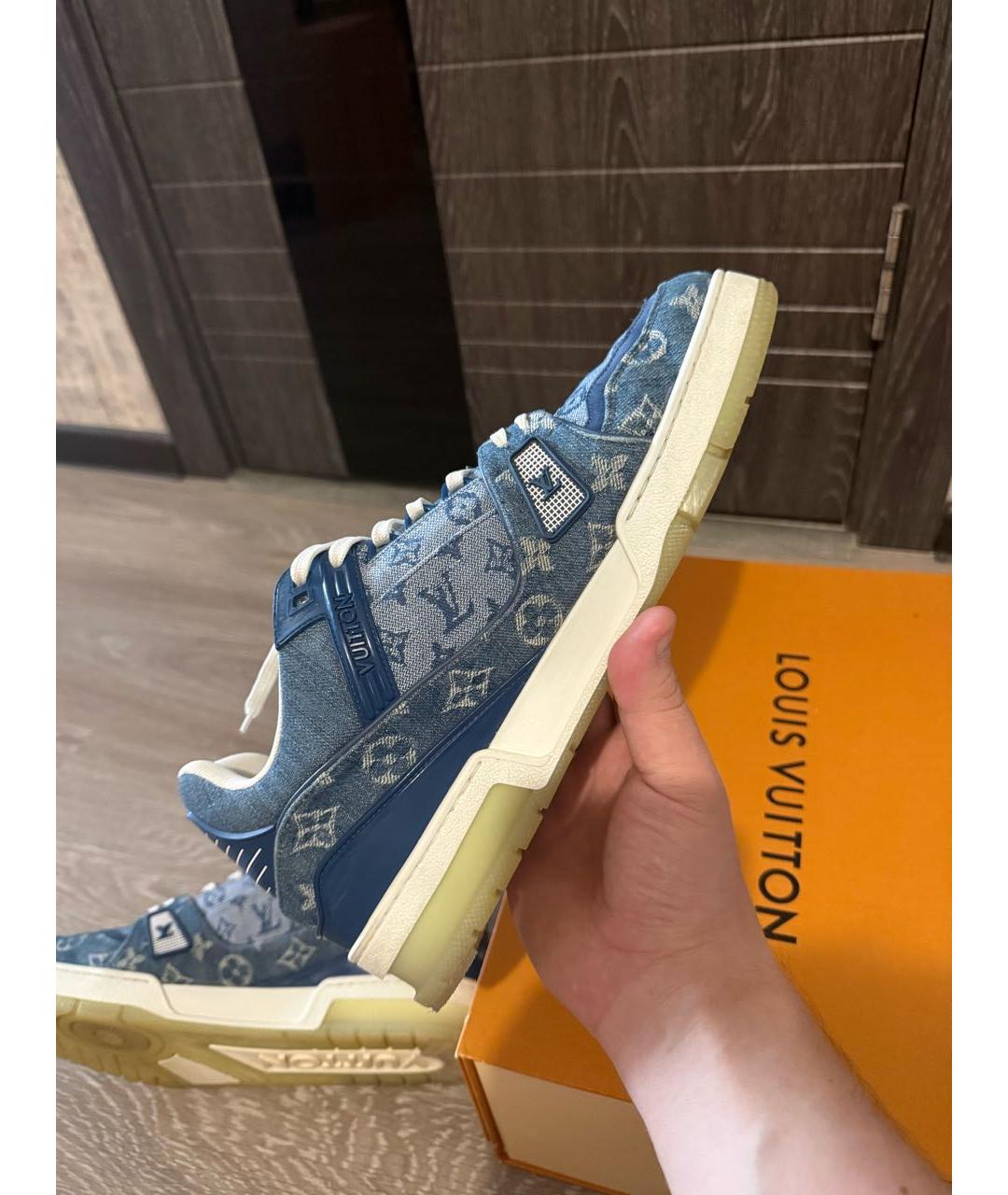 LOUIS VUITTON Синие текстильные низкие кроссовки / кеды, фото 8