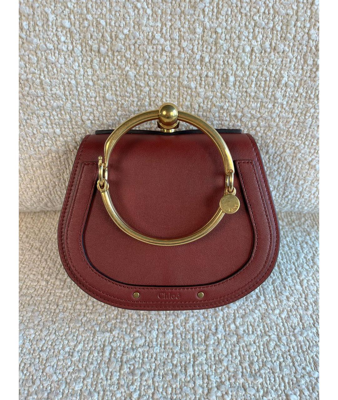 CHLOE Бордовая кожаная сумка с короткими ручками, фото 9