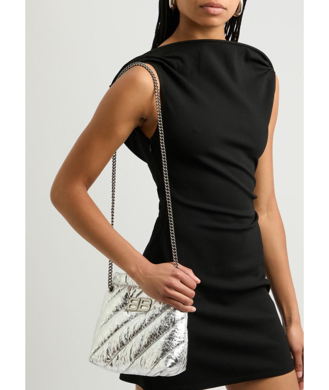 BALENCIAGA Серебряная кожаная сумка через плечо, фото 3