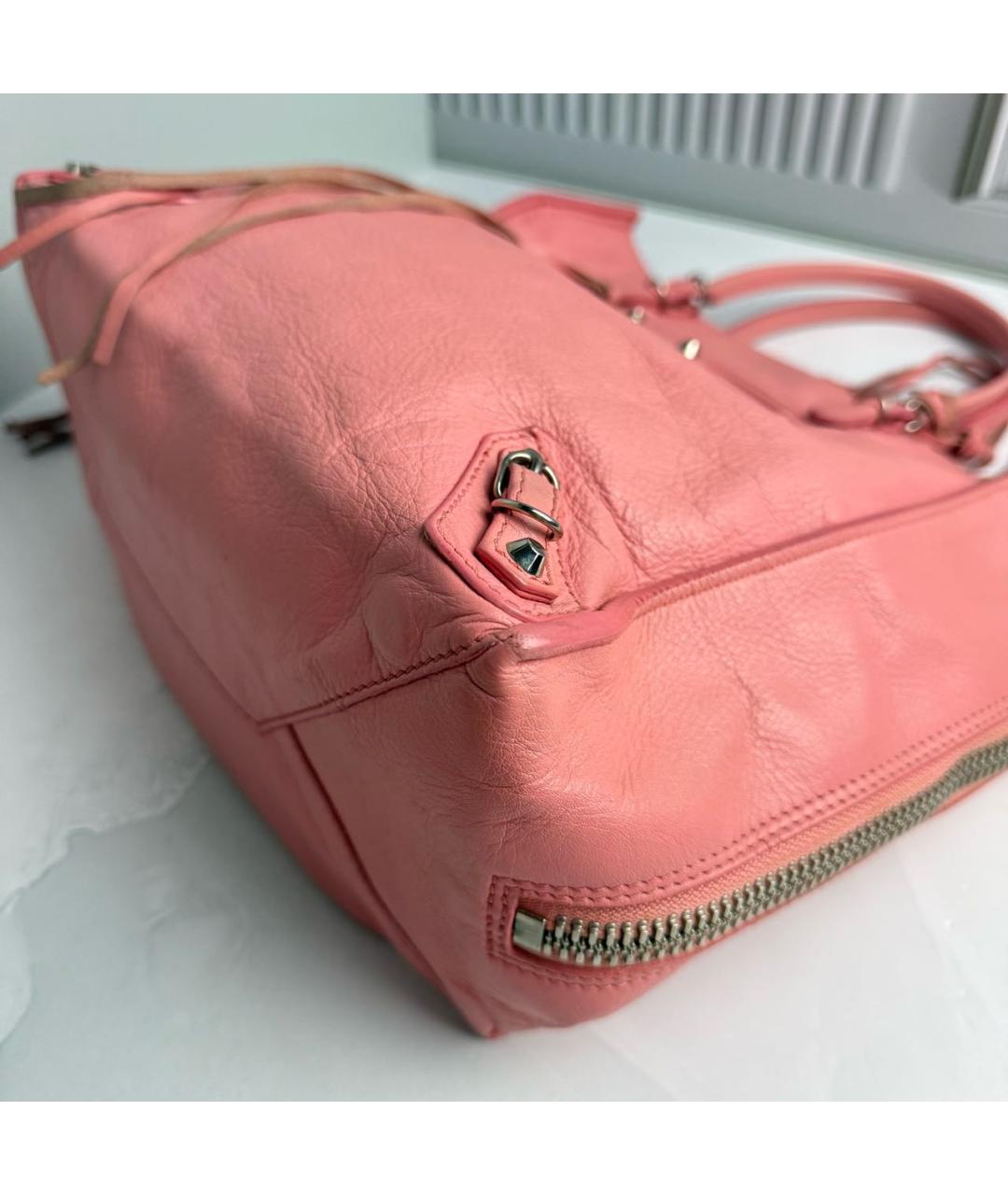 BALENCIAGA Розовая кожаная сумка с короткими ручками, фото 4