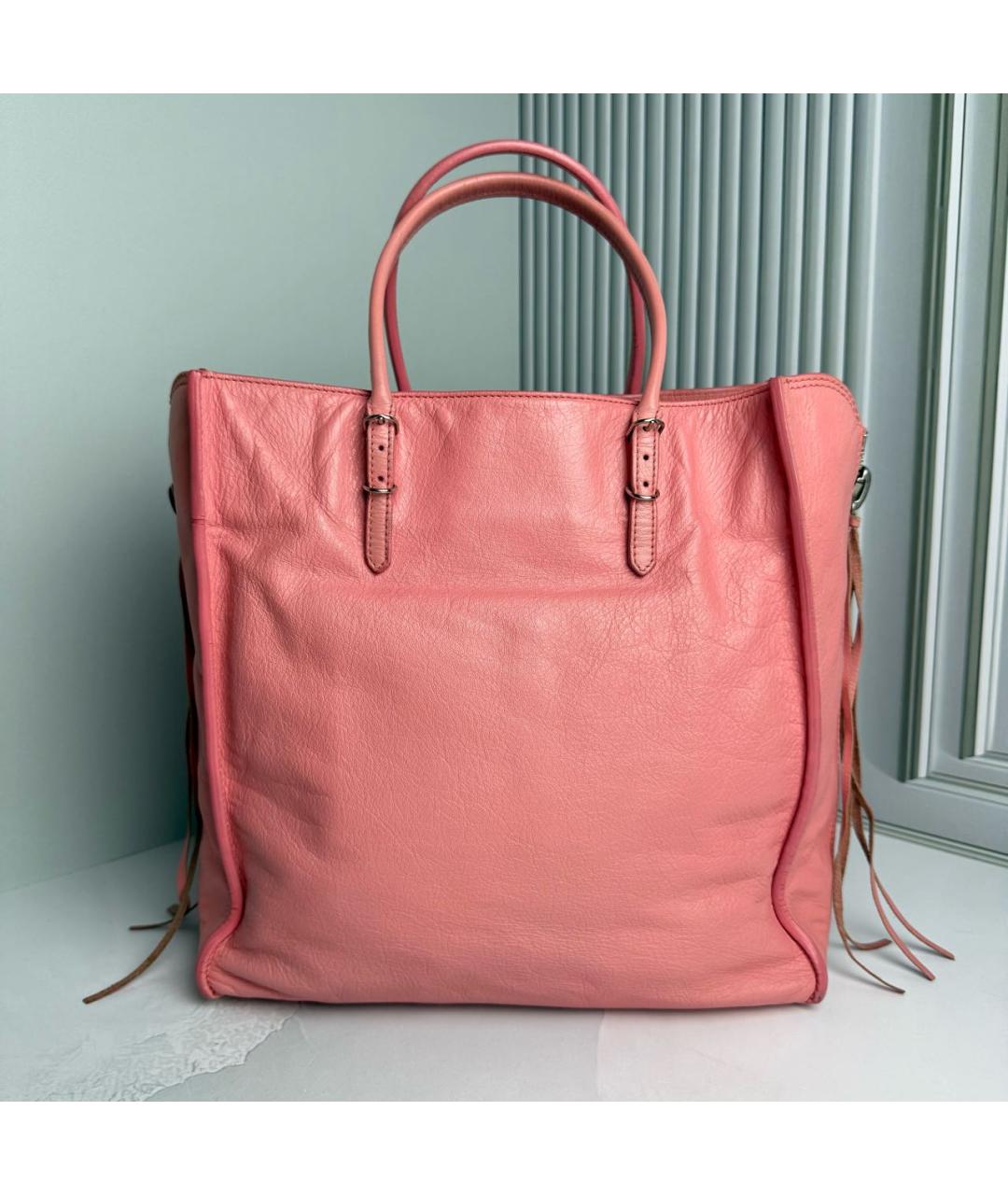 BALENCIAGA Розовая кожаная сумка с короткими ручками, фото 6