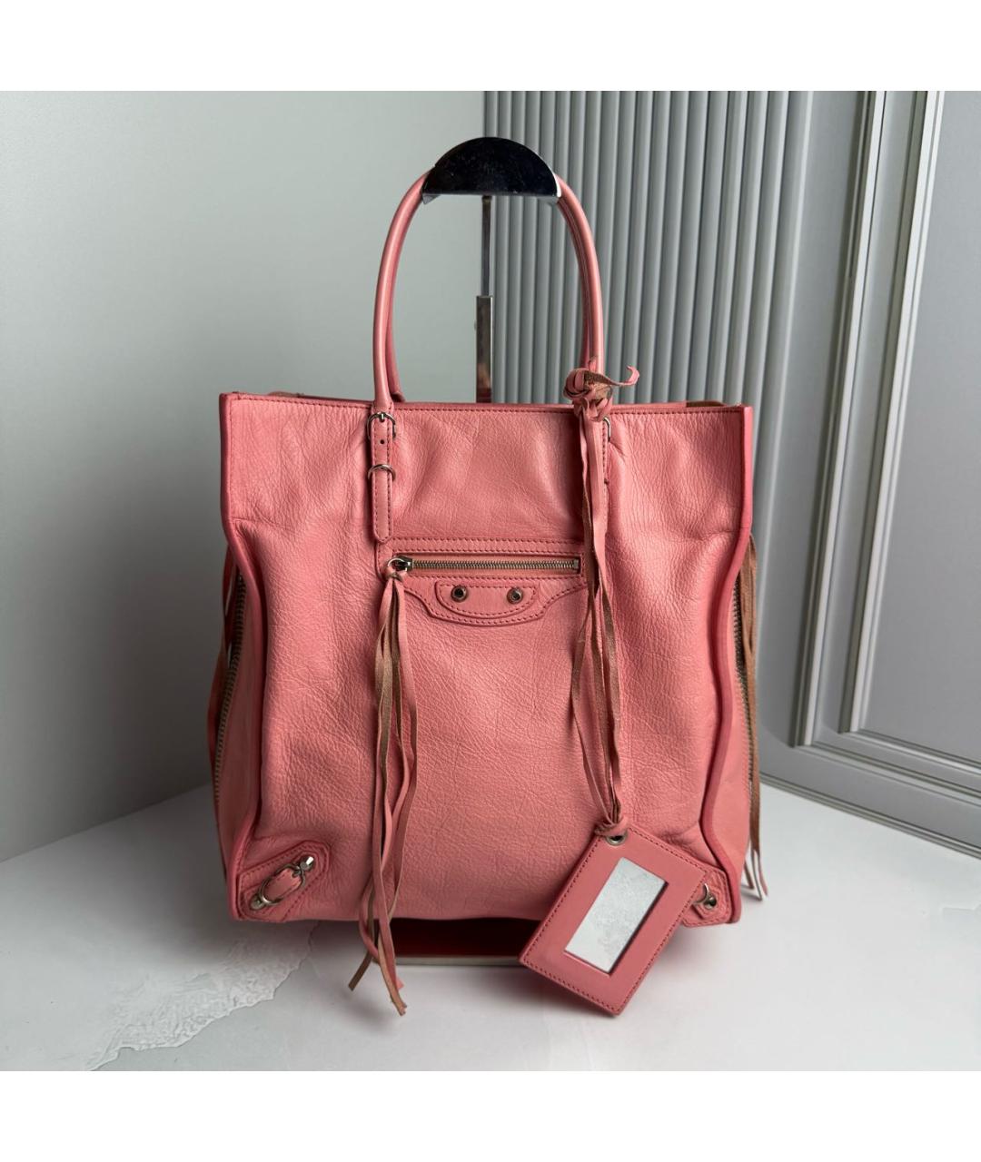 BALENCIAGA Розовая кожаная сумка с короткими ручками, фото 8