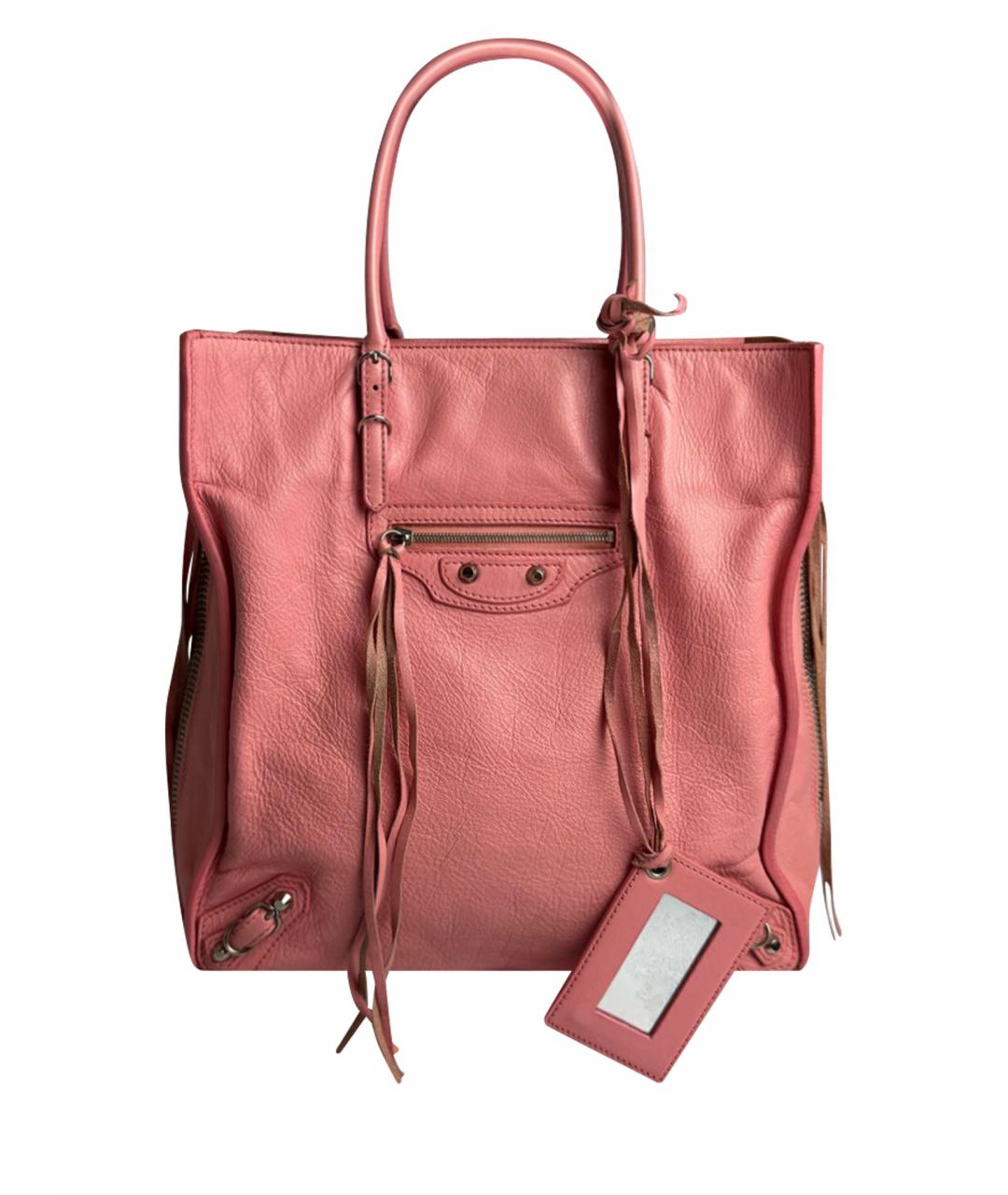 BALENCIAGA Розовая кожаная сумка с короткими ручками, фото 1