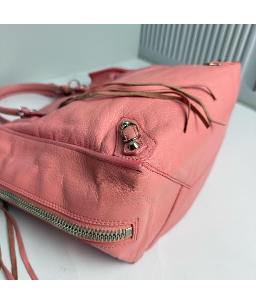 BALENCIAGA Розовая кожаная сумка с короткими ручками, фото 3
