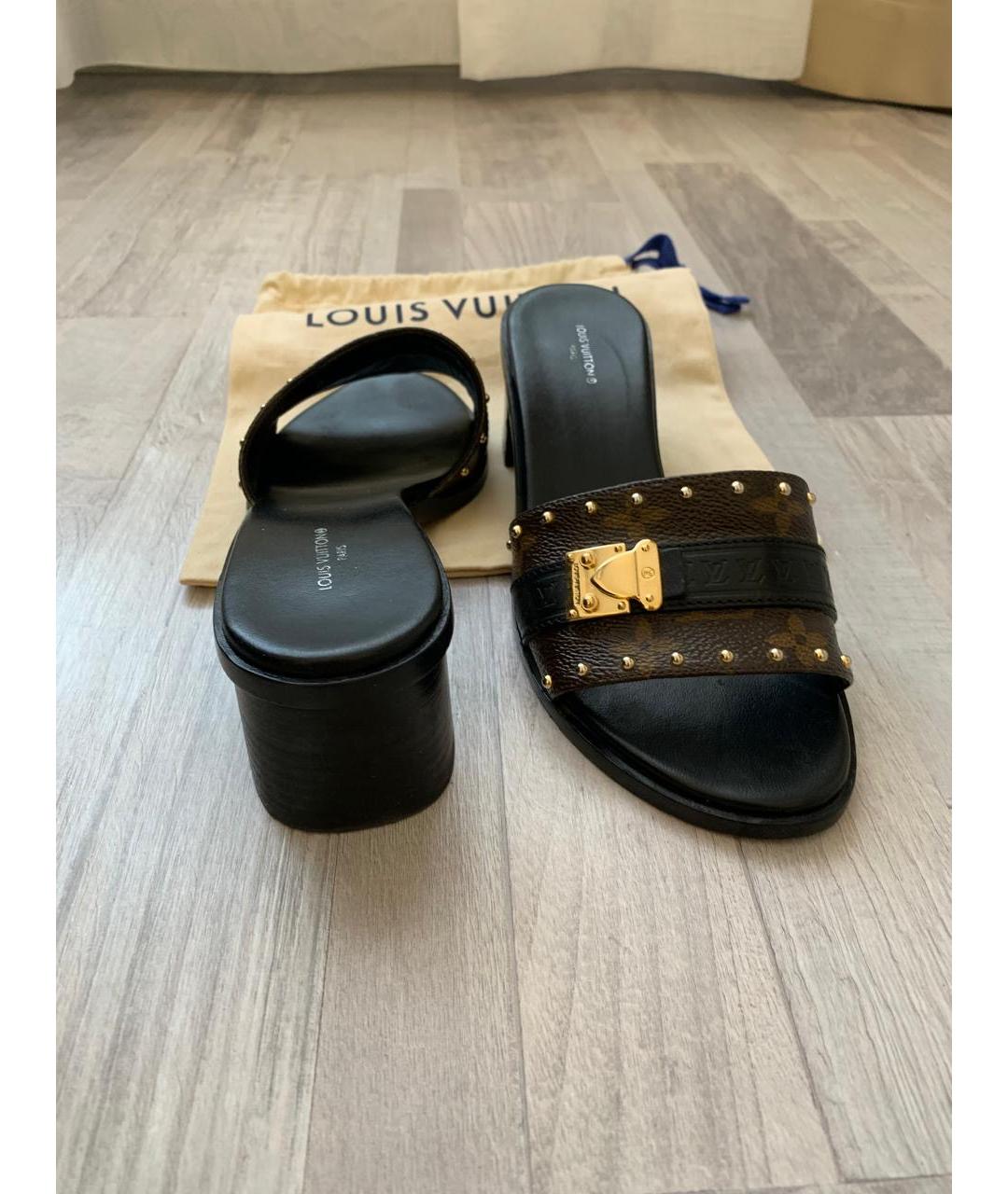 LOUIS VUITTON Коричневые кожаные мюли, фото 2
