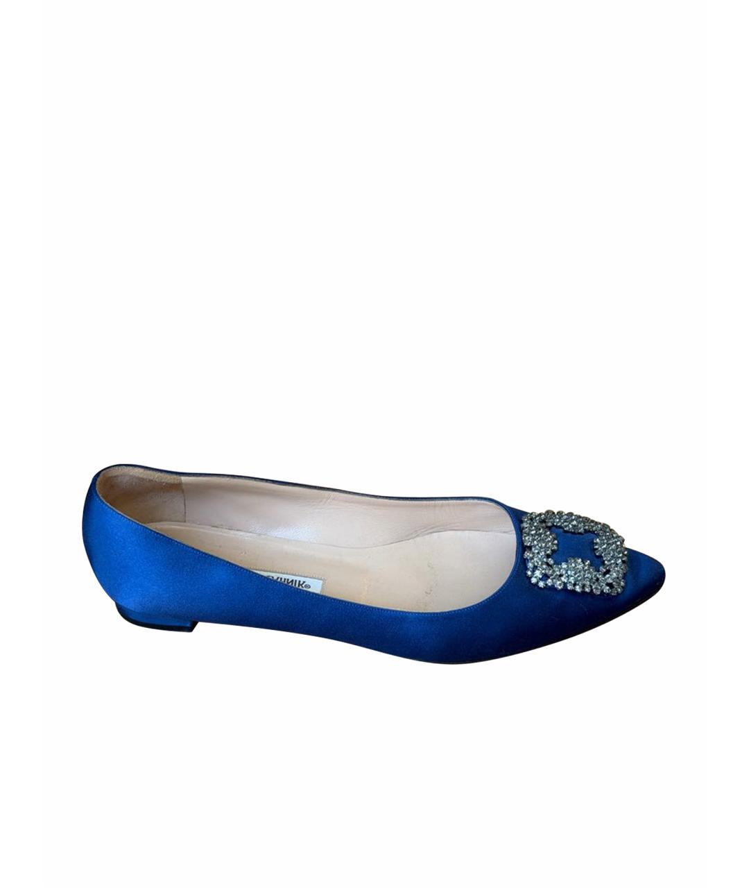 MANOLO BLAHNIK Синие текстильные балетки, фото 1