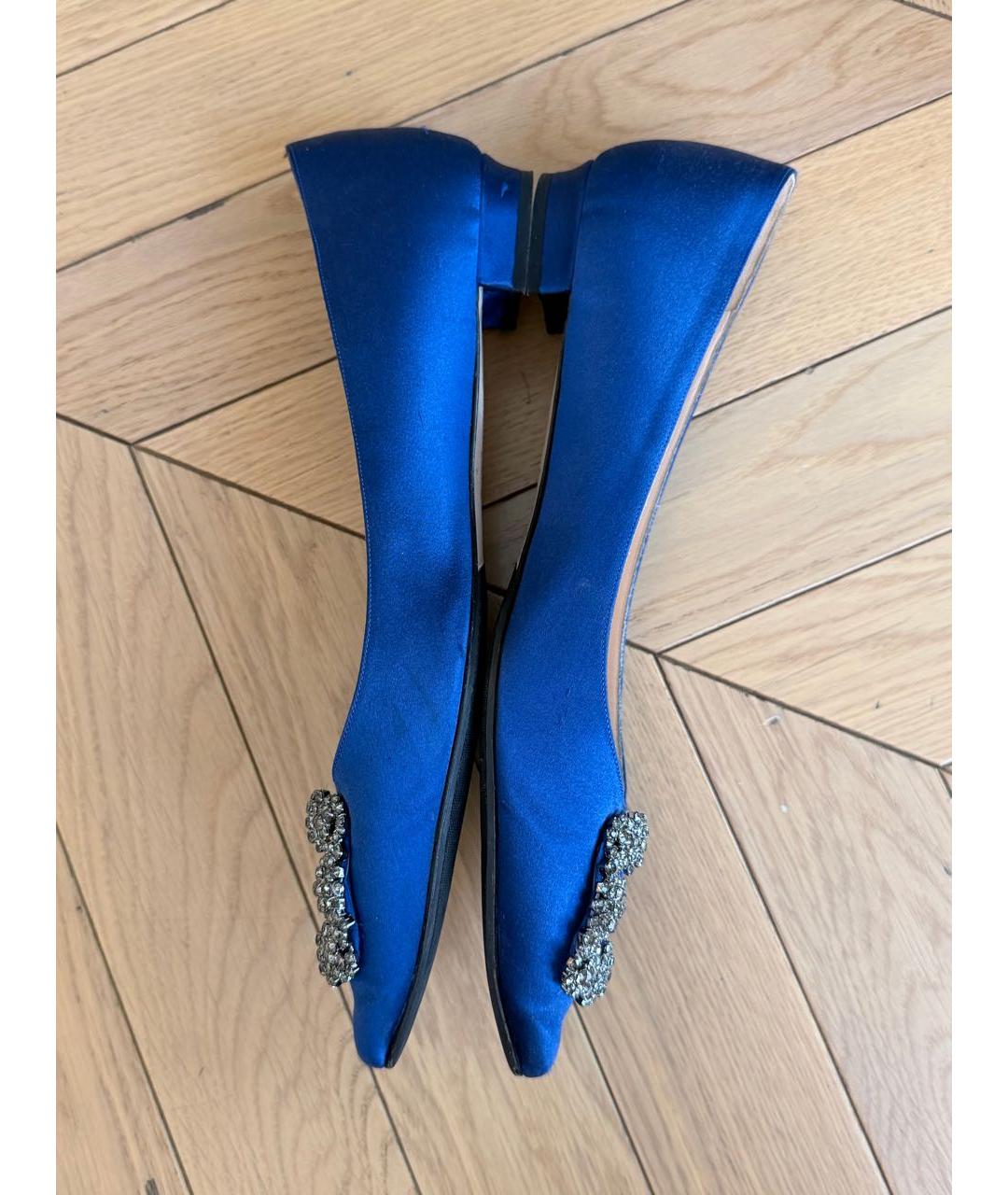 MANOLO BLAHNIK Синие текстильные балетки, фото 3