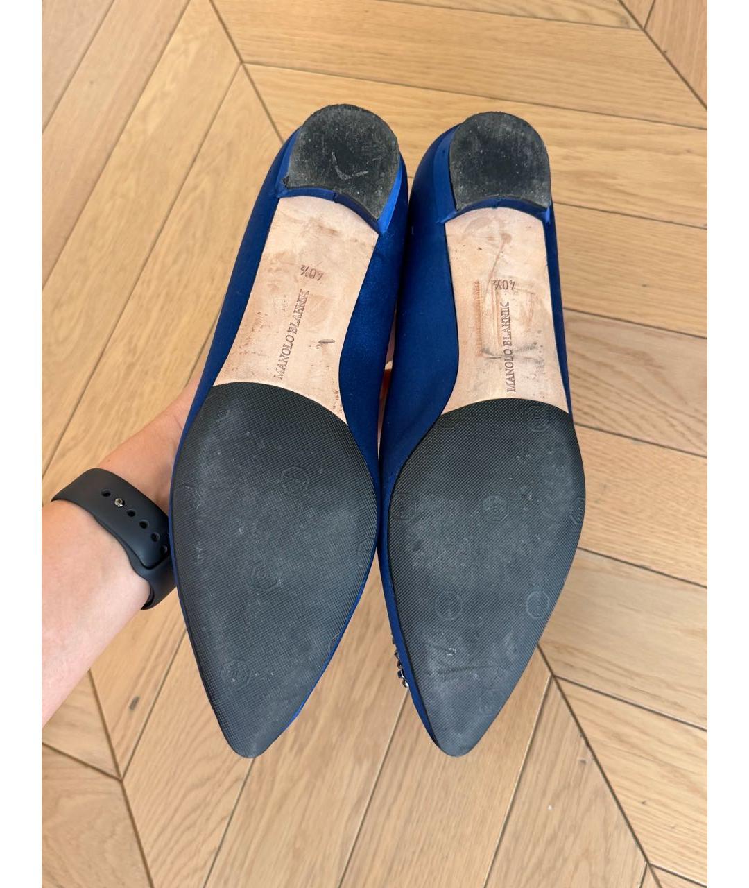 MANOLO BLAHNIK Синие текстильные балетки, фото 5