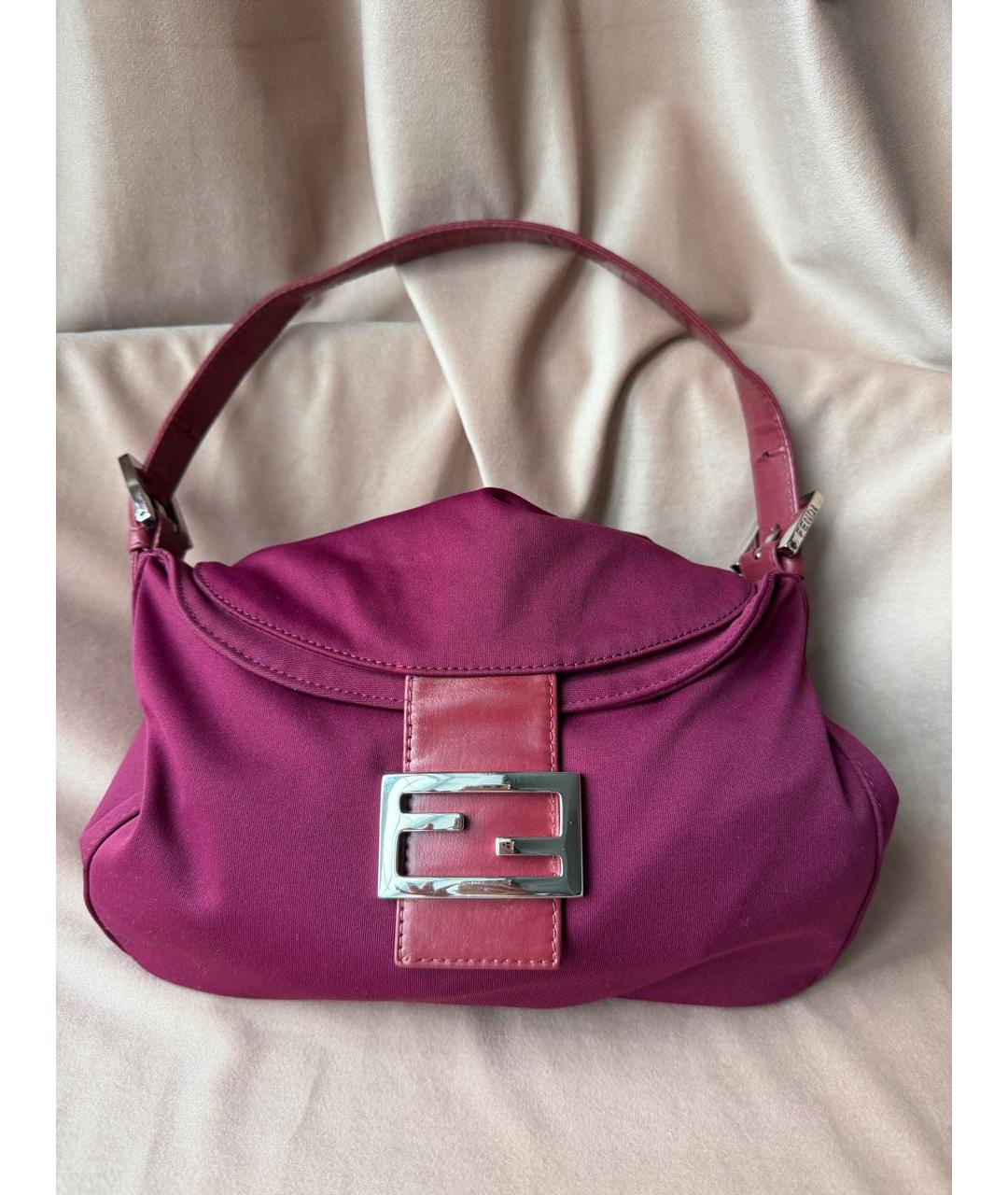 FENDI Фуксия тканевая сумка с короткими ручками, фото 9