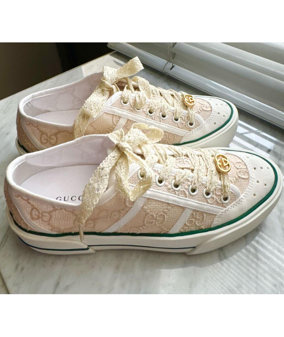GUCCI Бежевые текстильные кеды, фото 4